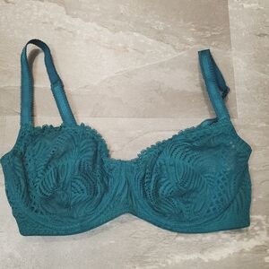 Blush Lingerie Teal (Blue/Green) Lace Bra. Metal Underwires. 34 E(DD).